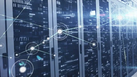 Appearing glowing node sending lines to new nodes showing network growth over Stock Footage 312898641