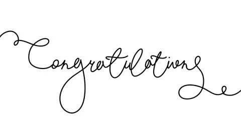 Appearing handdrawn text Congratulations.Animation of continuous one line Stock Illustration