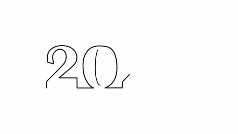 Appearing Text 2023 Continuous One Line Drawing. Graduation cup on black Stock Footage 243427751