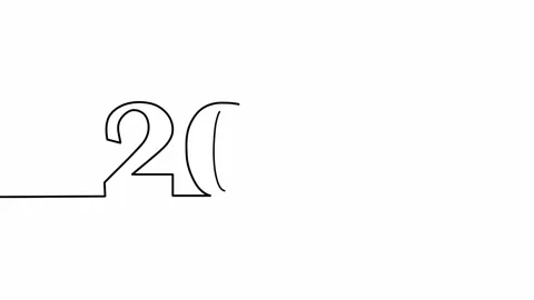 Appearing Text 2023 Continuous One Line Drawing. Graduation cup on black Stock Footage 243869204