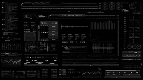 Appearing UI HUD 2GFX Technology infographic elements. Sci Fi 2D texture.User Stockbeeldmateriaal 261551995