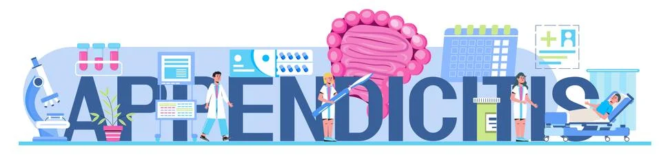 Appendicitis concept header vector for medical websites, blogs. Intestine Stock Illustration