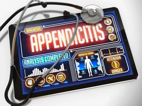 Appendicitis on the Display of Medical Tablet Stock Illustration