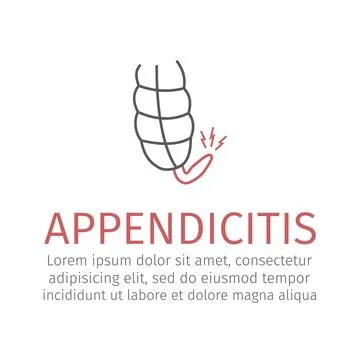 Appendicitis line icon. Vector sign for web graphic. 스톡 일러스트