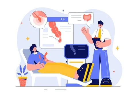 Appendicitis Vector Illustration Featuring Inflammation of the Appendix and.. Stock Illustration