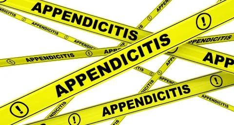 Appendicitis. Yellow warning tapes 库存插图
