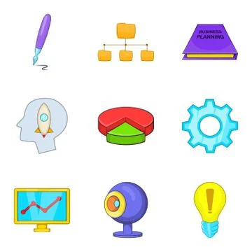 Appendix icons set, cartoon style Stock Illustration