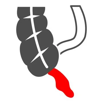 Appendix is inflamed solid icon, body pain concept, acute appendicitis vector Illustrazione stock