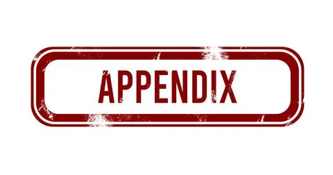 Appendix - red grunge button, stamp Stock Photos