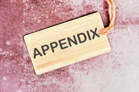 Appendix word written on a card with a rope on an abstract background Foto stock