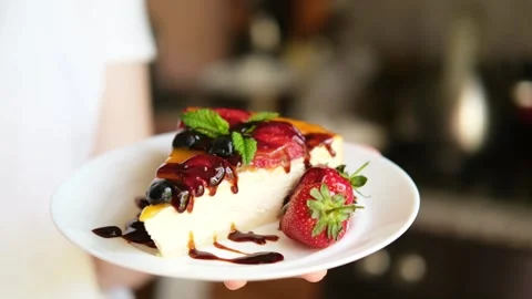 An appetising piece of dessert on a cracker. Stock Footage 282963117