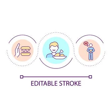 Appetite loss problem loop concept icon Stock Illustration