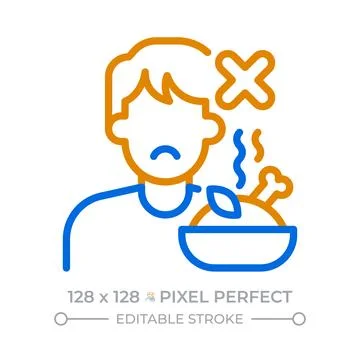 Appetite suppression signals pixel perfect duotone line icon Stock Illustration