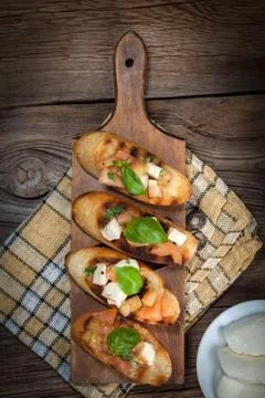 Appetizer bruschetta. Stock Photos
