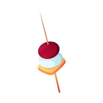 Appetizer with cheese, cracker and olive vector illustration Stock Illustration
