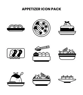 Appetizer DuoTone Scalable Icons Pack Stock Illustration