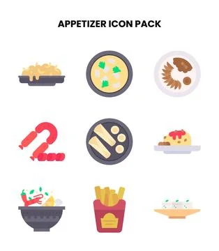 Appetizer Flat Graphics Icons Pack Stock Illustration