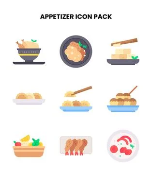 Appetizer Flat Graphics Icons Pack Stock Illustration
