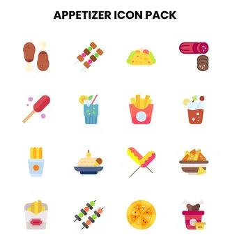 Appetizer Flat Icons Pack Stock Illustration