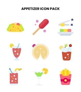 Appetizer Flat Scalable Icons Pack Stock Illustration