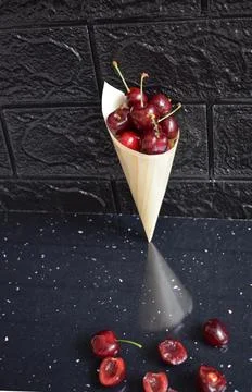 An appetizer with fresh red cherries Stock Photos