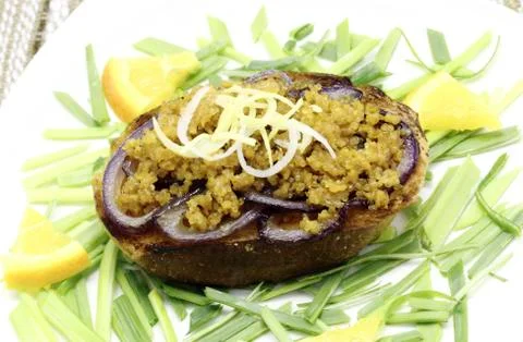 Appetizer with fried fish roe Stock Photos