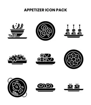Appetizer Glyph UI Icons Pack Stock Illustration