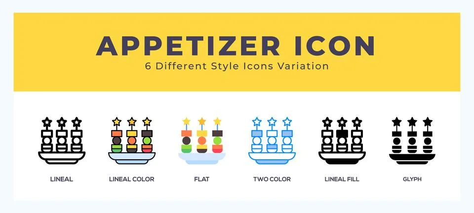 Appetizer icon set. Design elements for logo Illustrazione stock