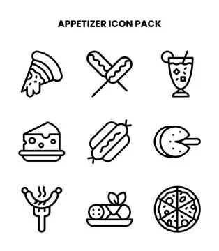 Appetizer Line Vector Icons Pack Stock Illustration