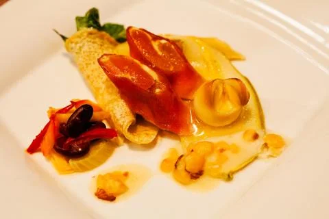 Appetizer with pancakes Stock Photos