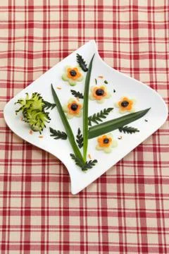 Appetizer plate with raw vegetables Stock Photos