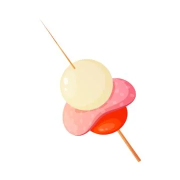 Appetizer with salami, cherry tomato and mozzarella cheese vector illustration Ilustração Stock