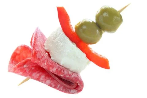 Appetizer with salami Stock Photos