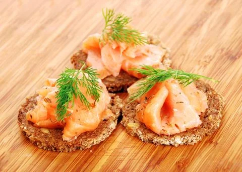 Appetizer with salmon Stock Photos