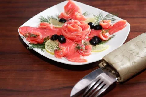 Appetizer With Salmon Stock Photos