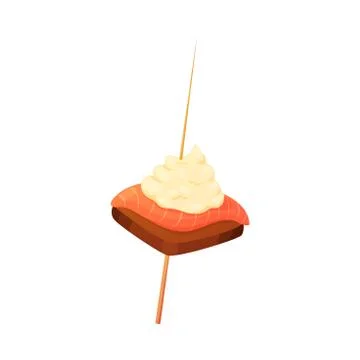 Appetizer with salmon, rye bread and soft cheese vector illustration Ilustração Stock
