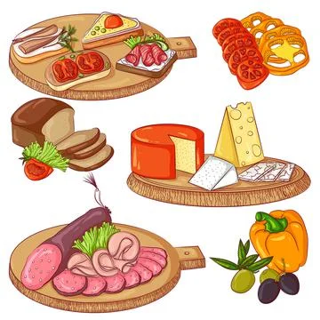 Appetizer set color Illustrazione stock