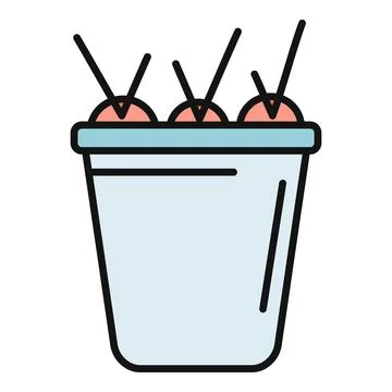 Appetizer skewers in container flat color design Stock Illustration