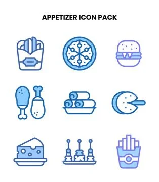 Appetizer Two Colour Bundle Icons Pack Stock Illustration