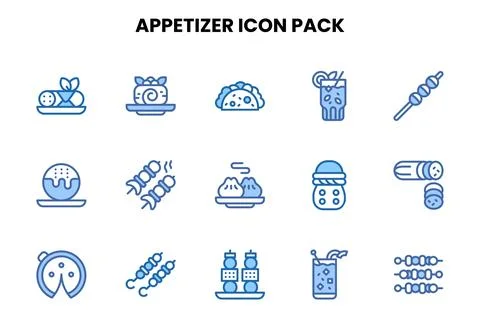 Appetizer Two Colour Bundle Icons Pack Stock Illustration