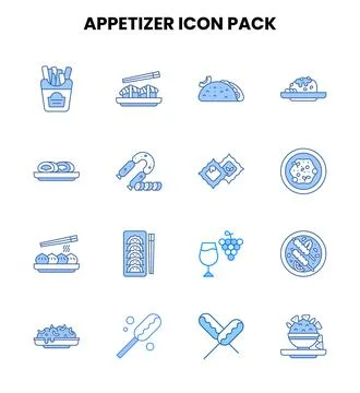 Appetizer Two Colour Bundle Icons Pack Stock Illustration