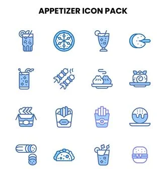 Appetizer Two Colour Collection Icons Pack Stock Illustration