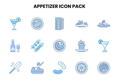 Appetizer Two Colour Scalable Icons Pack Stock Illustration