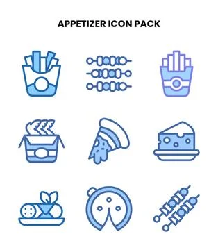 Appetizer Two Colour Set Icons Pack Stock Illustration