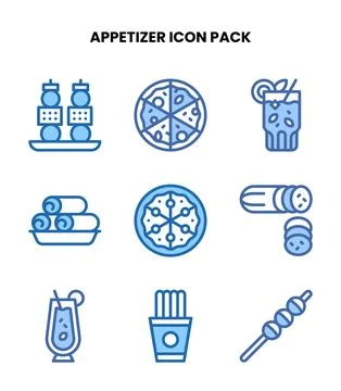 Appetizer Two Colour Vector Icons Pack Stock Illustration