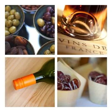Appetizers and wine Stock Photos