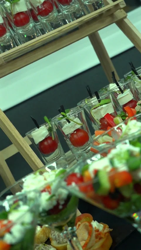 Appetizers at the party. Buffet. Stock Footage 344438218