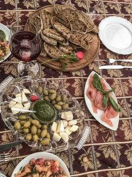 Appetizers on table Stock Photos