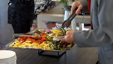 Appetizers Vegetables Classy Open Buffet Party Stock Footage 96268939