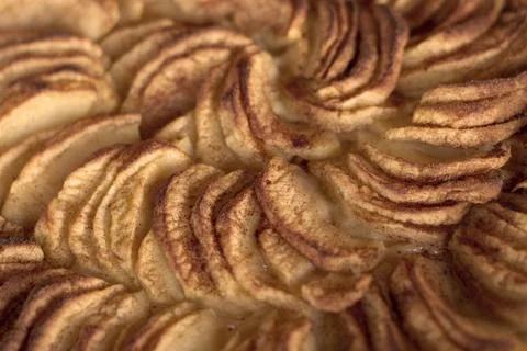 Appetizing apple pie with cinnamon close up Stock Photos